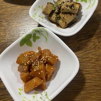 Sides they brought out (these are vegan)  at K Food in Cusco