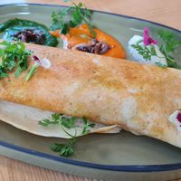 Vegan masala dosa, crispy and slightly spicy at Cuisine Lab in Geneva