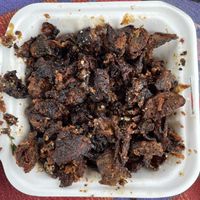 Pretty burnt unrecognizable Brussels sprouts   at Greens Organic Cafe and Market in Sarnia