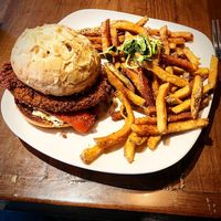 Chick'n Parm Sandwich
grilled brioche/ chick'n parmesan/ marinara/ mozzarella/ pepperoncini/ roasted sweet pepper/ pesto at Greens Organic Cafe and Market in Sarnia