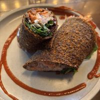 The raw wrap. Really good - enjoyed the spiced walnut meat.  at Greens Organic Cafe and Market in Sarnia