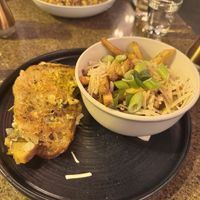 Cuban seitan sandwich with poutine   at Greens Organic Cafe and Market in Sarnia