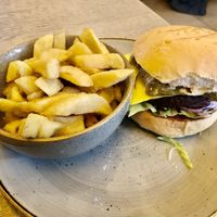 The big margs and chips  at Maggie Mays Stranmillis Cafe in Belfast