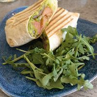 Vegan Wrap with vegan bites at Maggie Mays Stranmillis Cafe in Belfast