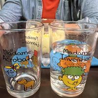 Cute glasses at the restaurant   at Le Poulpi Place in Grasse