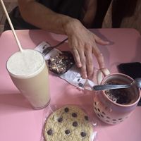 Vegan cookie, brownie, and coffee ☕️🍪  at Le Poulpi Place in Grasse