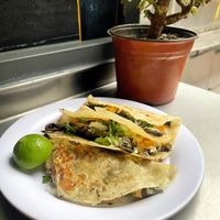 Mushroom quesadillas  at Distopía Coffee Zone in Mexico City