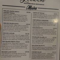 Menu / Mains at Yelken Mediterranean Kitchen in Brighton