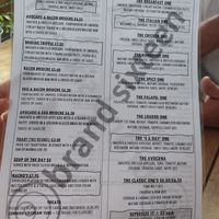 The menu at Brand Sixteen Eateries in Brighton