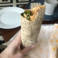 Spicy eggplant & muhammra wrap  at Hummus Brothers in Abu Dhabi