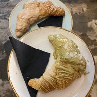 Our signature pistachio croissant, available also in a vegan version! at Makramè in Ljubljana