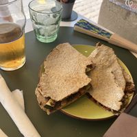 Piadina with vegetables and olive cream  at Déjà Vu in San Gimignano