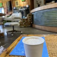 Latte and a cozy place to sit    at The Goods + Sustainable Grocery in Soldotna