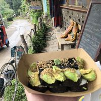 Vegan sushi (on Trece Cielos front porch)  at Kawaii in Tzununa