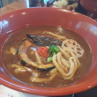 Vegetarian Udon Curry Soup with Vegetables at Restaurant Higakisaryo - レストラン 檜垣茶寮 in Kyoto