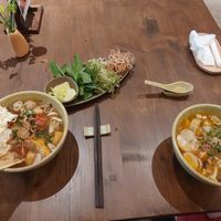 Different vegan noodle soups at Be An Vegetarian Café in Ho Chi Minh City