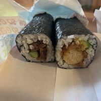 Teriyaki tofu and meat free crispy chicken roll  at Sushi Hub in Burwood