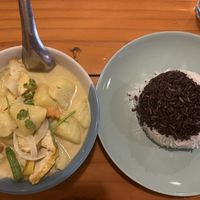 Yellow curry  at Charlie and Lek Health Restaurant in Pai