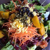 Salad bar at Charlie and Lek Health Restaurant in Pai