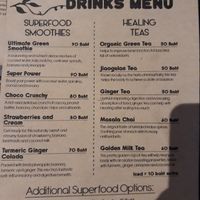 Drinks Menu at The Tea Tree Cafe in Chiang Mai