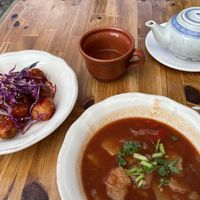 Traditional Portuguese potato and stew dishes at Princesa do Castelo in Lisbon