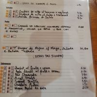 Menu at Princesa do Castelo in Lisbon