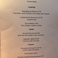 A full vegan dinner menu  at Fairfield House Hotel in Ayr