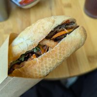 Bánh mì chả cá chay (vegan fish cake) at Tu Chau Veggie - Vegan Banh mi in Hanoi