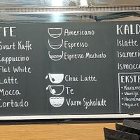 Coffee board at Godt Brød Thomas Angells Gate in Trondheim