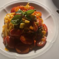 Spaghetti rosso with cherry tomatoes and vegetables   at Ristorante Franchino in Praiano