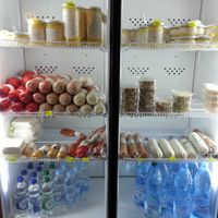 Ayurveda sells a small range of vegan meat substitutes / sausages (and I think, tempeh?).  Very reasonably priced.   at Ayurveda Cafe in Kyiv