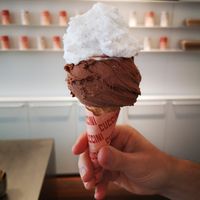 Dark Chocolate on bottom, Coconut on top at Cuccini Gelato in Perth