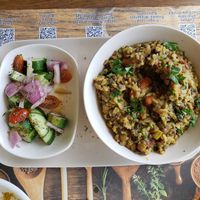 Curry and greek salad at Maravel Garden in Crete