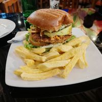 Vegan burger at Restaurante Lucky in San Cristobal