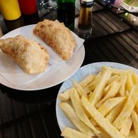 Empanadas and fries at Restaurante Lucky in San Cristobal