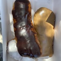 long john, long john filled and a jelly filled donut   at The Donuttery in Huntington Beach