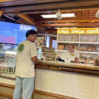 store front wider shot! The schmears and bagel chips are in the front cabinet, also cool they paired with Drink Gazoz another great local company  at Tali's Bagels & Schmear in Honolulu