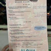 Dinner menu  at Lava Lava Beach Club in Waikoloa