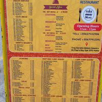 Menu at Aditya Indian Restaurant in St Pauls Bay