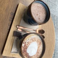 Mona and hot chocolate   at Monsieur Txokola in Biarritz