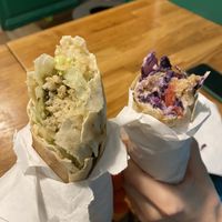 Wrap with stuffed wine leaves and wrap with Falafel #Veganuary at Al-saj in Rennes
