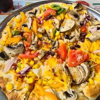 vegan pizza with vegetables at Salvatore in Rhodes