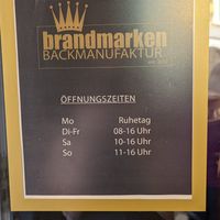 Öffnungszeiten at Brandmarken Backmanufaktur in Jena