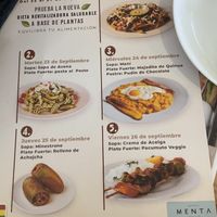 Sample of menu del día for the week  at Menta Restobar in Santa Cruz