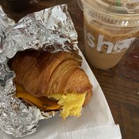 Breakfast sandwich, Vietnamese Iced Coffee  at Bakeshop in Washington
