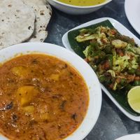 Chapati, dal dry, veg jalfrazi, aloo methi at Nisha Restaurant in Luang Prabang