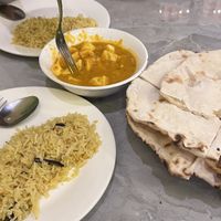 Tofu something and fried Dahl (not in the picture) and saffron rice   at Nisha Restaurant in Luang Prabang