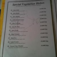 menu (1.5 more pages) at Nisha Restaurant in Luang Prabang