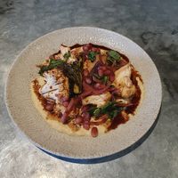 Roasted Harissa Cauliflower
with houmous, pomegranate molasses, pickled red onion, crispy shallots and mint at The Botanist in Alderley Edge
