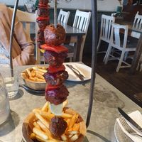 Vegan Kofta Kebab marinated in Middle Eastern spices, coated in harissa jam with garlic oil at The Botanist in Alderley Edge